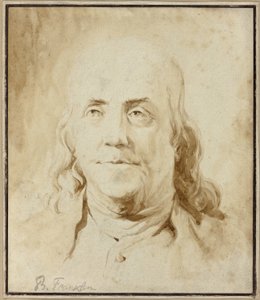 Benjamin Franklin, ca.1778 (penseel  bruine inkt)
