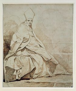 Studie van een gedrapeerde figuur in een kerkelijk kostuum ...