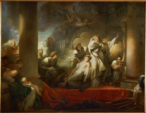 Le grand pretre Coresus se sacrifie pour sauver Callirhoe - de grote Priester Coresus offert zichzelf op om Callirhoe te redden ...