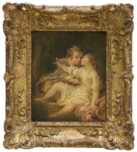 Verrast in het bad door Jean-Honore Fragonard