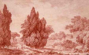 Uitzicht op een park door Jean Honore Fragonard