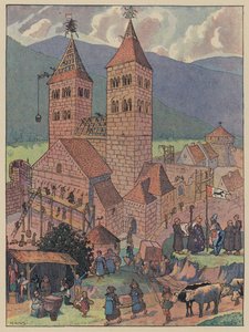 Bouw van de Abdij van Murbach, nabij Guebwiller, Elzas