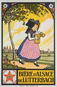 Poster die bier uit Lutterbach, Elzas adverteert