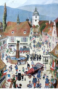De Fransen bevrijden de Elzas door Jean Jacques Waltz