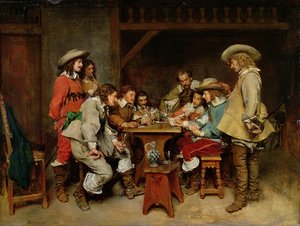 Onschuldigen en Kaartspelers: Een Spel Piquet door Jean Louis Ernest (after) Meissonier