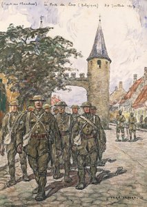 Het front van Vlaanderen, poort van Loo (België), 30 juli 1917 (aquarel op papier) door Jean-Louis Lefort