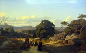 Abaelard praat met zijn leerlingen in de buurt van Melun door Jean Achille Benouville