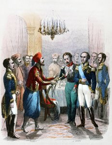Ontmoeting tussen Ibrahim Pacha (1789-1848) en kolonel Joseph Anthelme Seve (Soliman Pacha, Suleyman Pasha of Soliman al-Fransawi Pasha) door Jean Adolphe Beauce