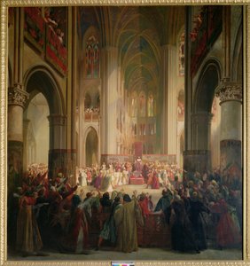 Staten-Generaal van Parijs Vergadering in de Notre-Dame na de Dood van Karel IV (1295-1328) door Jean Alaux