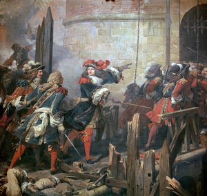 Lodewijk XIV leidt de aanval op Valenciennes, 17e eeuw door Jean Alaux
