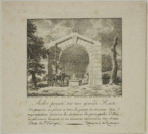 Project voor een schuilplaats langs een snelweg door Jean Antoine Alavoine