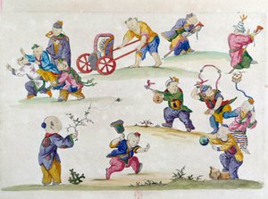 Tekening van een Chinese vaas: kinderspel. Schilderij door Jean Antoine Fraisse (18e eeuw) door Jean Antoine Fraisse