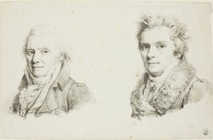 Zelfportret in een donkere stoffen jas en zelfportret in een bontkraagjas door Jean Antoine Laurent