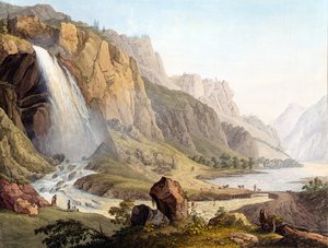 Uitzicht op de Cascade de Pissevache, c.1789