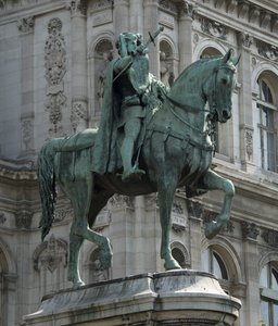 Ruiterstandbeeld van de provoost van de kooplieden van Parijs Etienne Marcel door Jean Antoine Marie Idrac