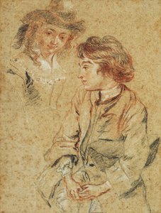Een zittende jonge man, driekwart lengte, met zijn hoed, c.1717