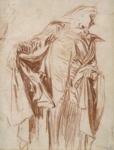 Acteur staand met hoofd naar rechts gedraaid, ca. 1719-1720 door Jean Antoine Watteau