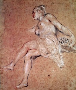 Flora Allegorie van de zomer. Bloed en zwart potlood door Jean Antoine Watteau door Jean Antoine Watteau