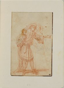 De dokter, een personage uit de Italiaanse komedie, en een vrouw ... door Jean Antoine Watteau