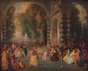 Les Plaisirs du Bal Le Bal Champetre, circa 1717 door Jean Antoine Watteau
