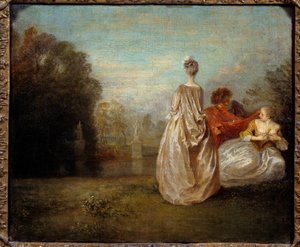 Les deux cousins door Jean Antoine Watteau