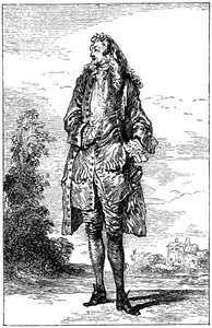 Man in Frans kostuum door Jean Antoine Watteau