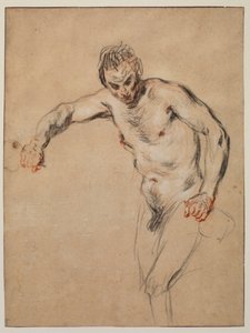 Sater die wijn schenkt, 1717 door Jean Antoine Watteau