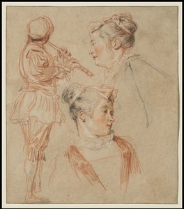 Studies van een Fluitist en Twee Vrouwen, ca.1717
