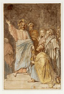 Christus overhandigt de sleutels aan Petrus. Gedateerd 1815 ... door Jean Auguste Dominique Ingres