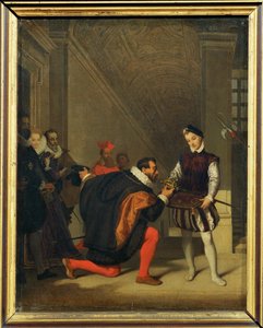 Don Pedro de Tolede, de Spaanse ambassadeur, zou een page met het zwaard van Hendrik IV hebben ontmoet in ... door Jean Auguste Dominique Ingres