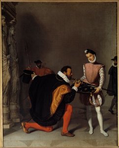Don Pedro de Toledo, ambassadeur van Filips II, kust het zwaard van Hendrik IV (1553-1610) in het Louvre door Jean Auguste Dominique Ingres