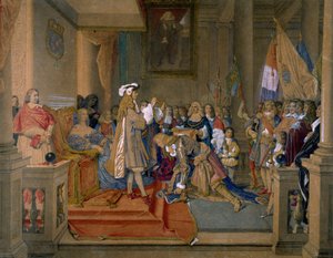 Maarschalk Berwick ontvangt van koning Filips V van Spanje de Orde van het Gulden Vlies, 1864 door Jean Auguste Dominique Ingres