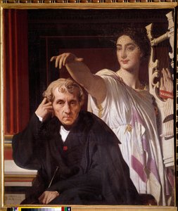 Portret van de Italiaanse componist Luigi Cherubini (1760 - 1842), met de muze van de lyrische poëzie