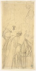 Studie voor de jurk en de handen van Madame Moitessier door Jean Auguste Dominique Ingres