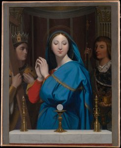 De maagd die de hostie aanbidt door Jean Auguste Dominique Ingres