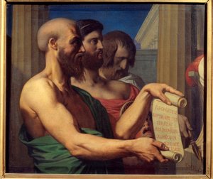 De tragische Griekse dichters: portretten van Aeschylus, Sophocles en Euripides (schilderij door Jean Auguste Dominique Ingres)