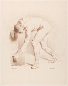 Gebogen naakte man door Jean Augustin Daiwaille