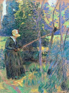 Madame Guillaumin aan het vissen