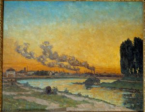 Zonsondergang in Ivry door Jean Baptiste Armand Guillaumin