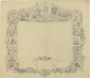 Ontwerp voor een rand met een portret van Baron Cuvier door Jean Baptiste Arnout