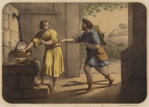 Jacob en Esau door Jean Baptiste Auguste Leloir