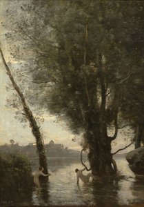 Baden van de Borromeïsche Eilanden, ca. 1865-70 door Jean Baptiste Camille Corot