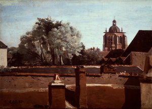 Klokkentoren van de kerk van Saint Paterne in Orleans door Jean Baptiste Camille Corot