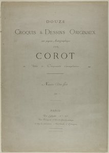 Omslag en tekst voor Album Douze Croquis et Dessins Originaux door Jean Baptiste Camille Corot