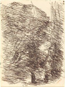 Dromer onder hoge bomen Le Reveur sous les grands arbres, 1874 door Jean Baptiste Camille Corot