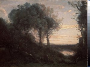 Avond door Jean Baptiste Camille Corot