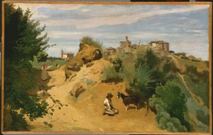 Frans: Genzano Genzano door Jean Baptiste Camille Corot