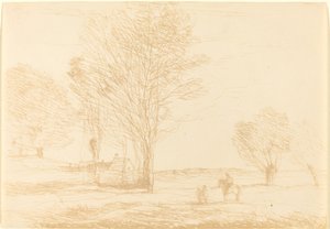 Ruiter gestopt op het platteland, 1874 door Jean Baptiste Camille Corot