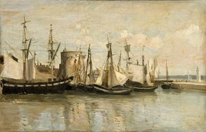 La Rochelle. Ingang van de droogdokhaven door Jean Baptiste Camille Corot