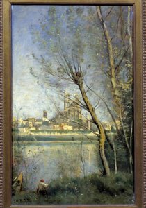 De kathedraal van Mantes (Mantes-la-Jolie Yvelines) Schilderij door Camille Corot (1796-1875) 1865 Reims, Musée des Beaux Arts